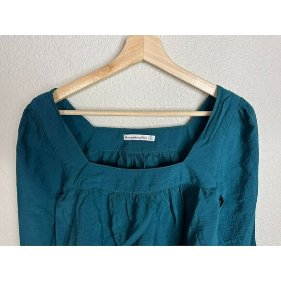 Abercrombie Fitch women's puff sleeve top Size XS Blue Green Feminine Flowy - Picture 8 of 12